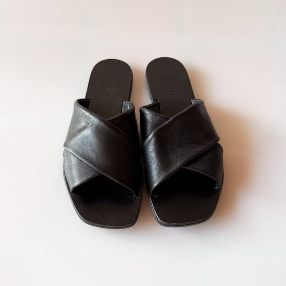 Everlane The Day Crossover Leather Slide Sandals in Black 8.5 Made in Italy - Picture 2 of 7